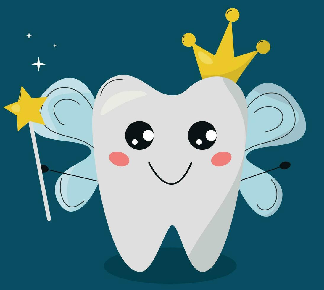 tooth fairy with crown and wand vector