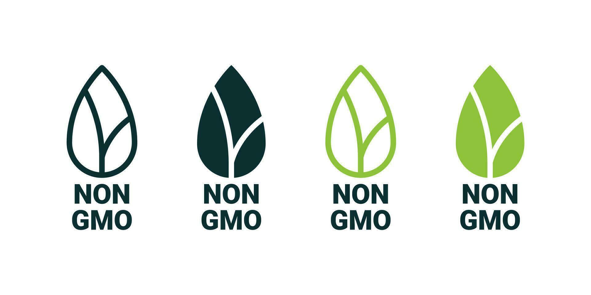 Non GMO. No GMO leafs icons. Natural and organic products. Vector scalable graphics