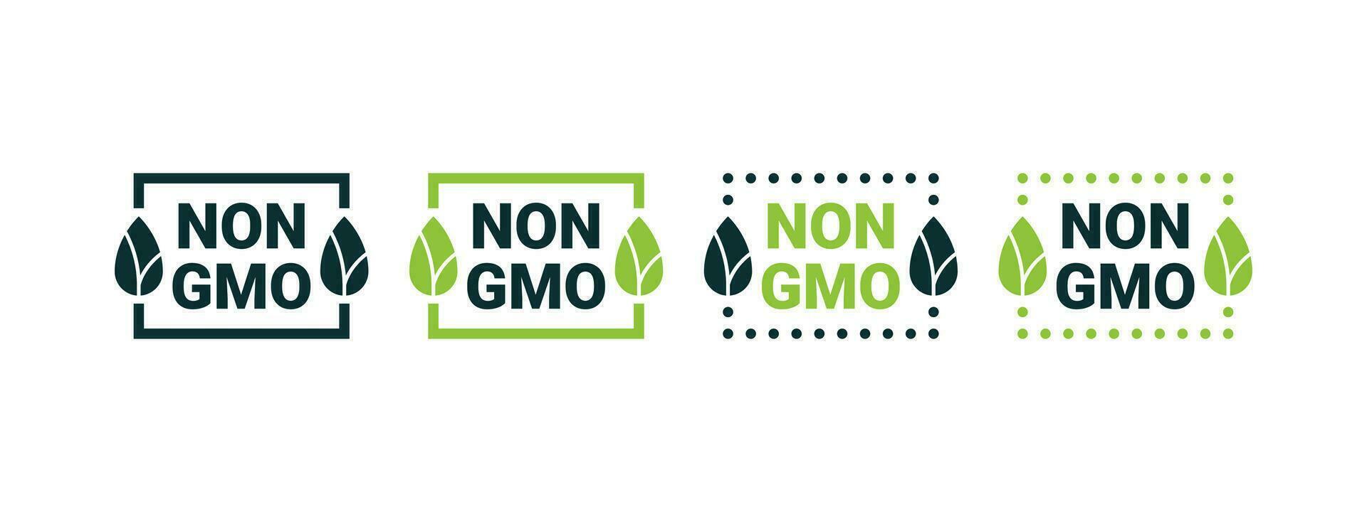 Non GMO symbols. Gmo free product emblems. Natural and organic products. Vector scalable graphics