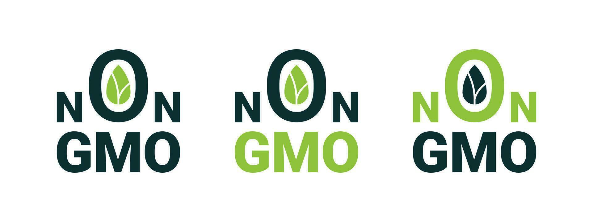 Non GMO badges. GMO free. Natural and organic products. Vector scalable graphics