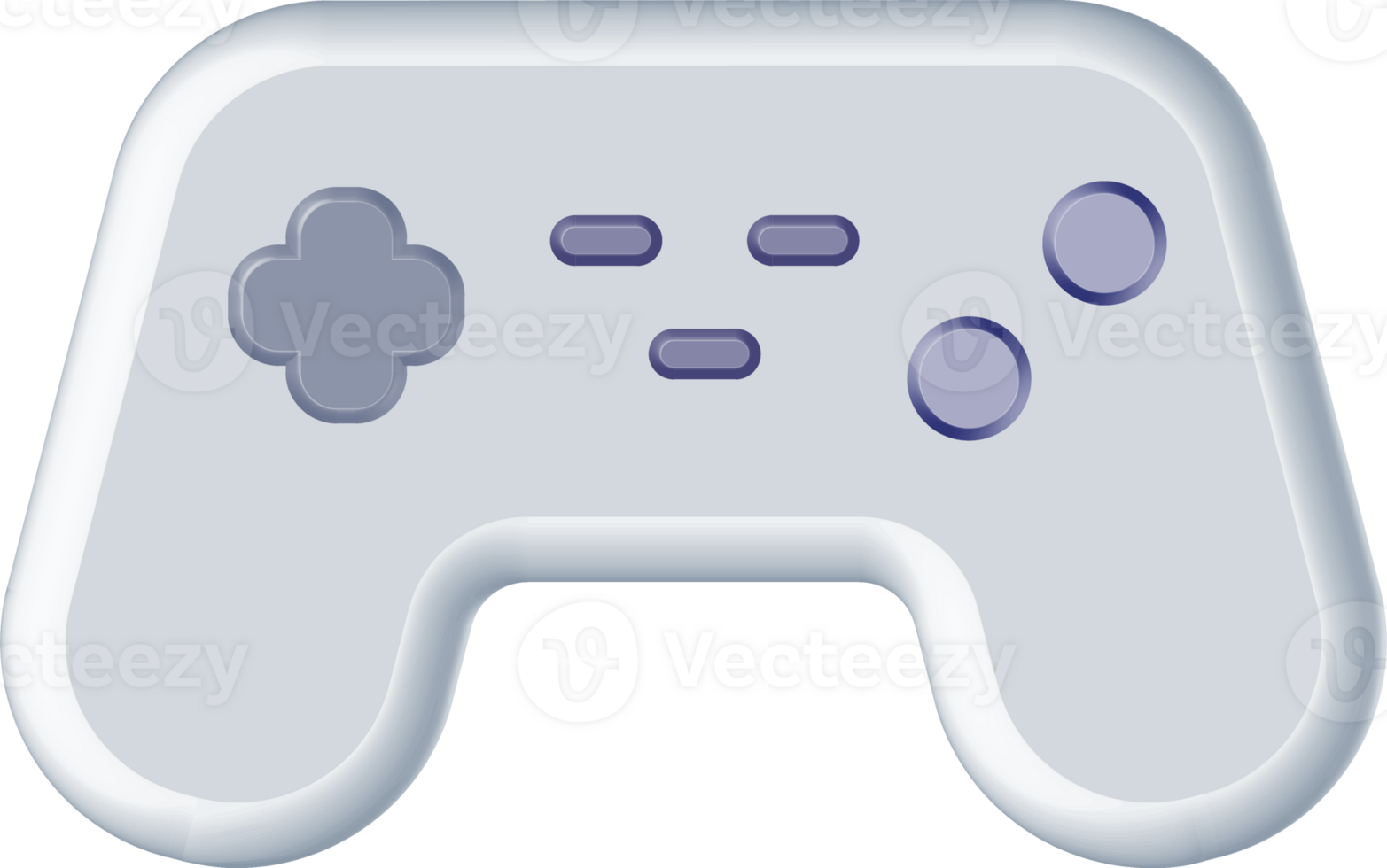 Cartoonish gamepad, video game controller. PNG with transparent background.