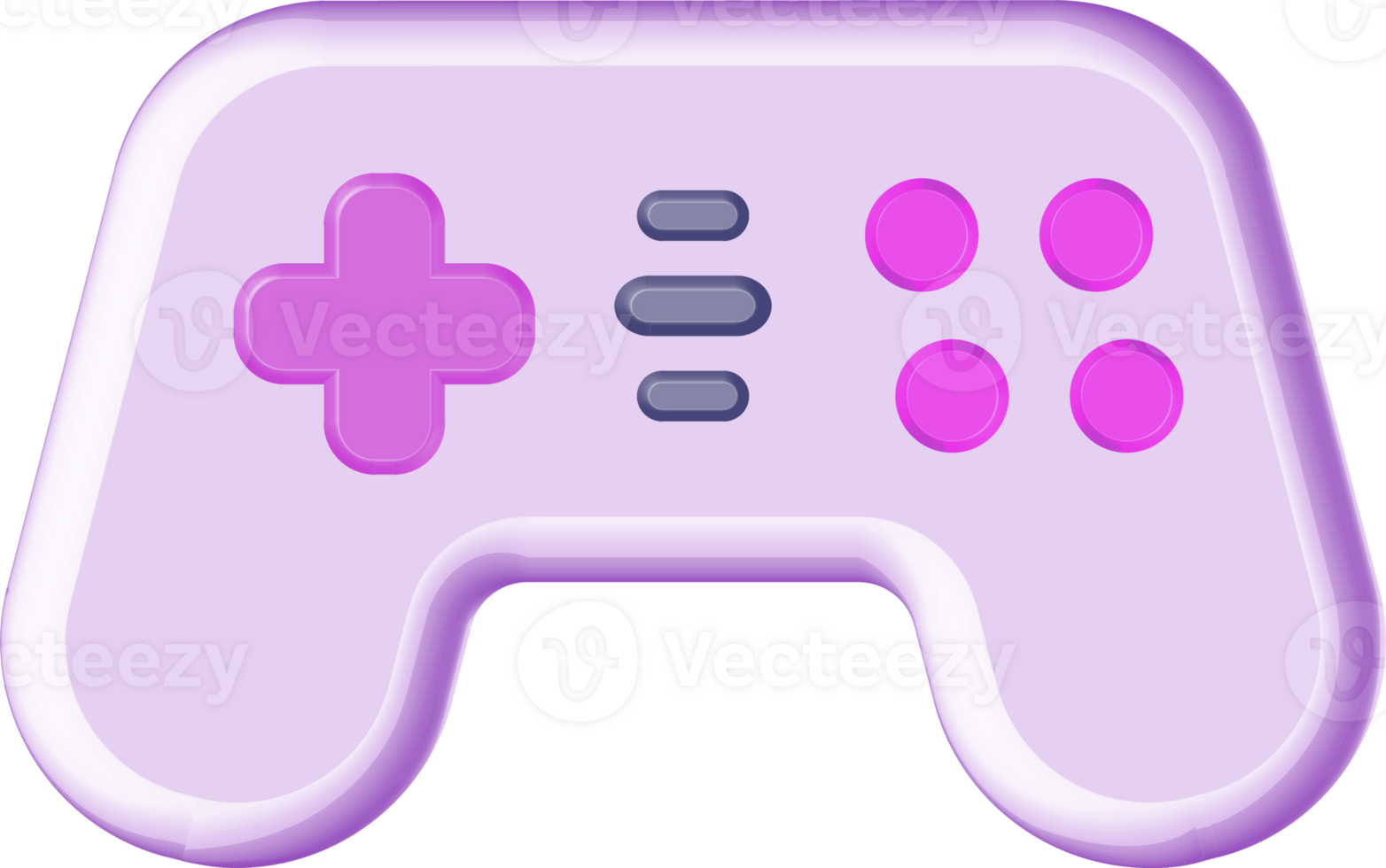 Cartoonish gamepad, video game controller. PNG with transparent background.