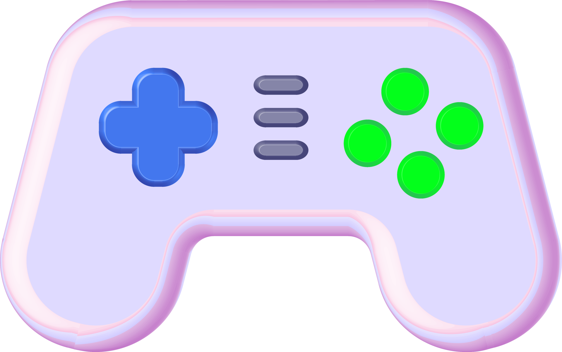 Cartoonish gamepad, video game controller. PNG with transparent