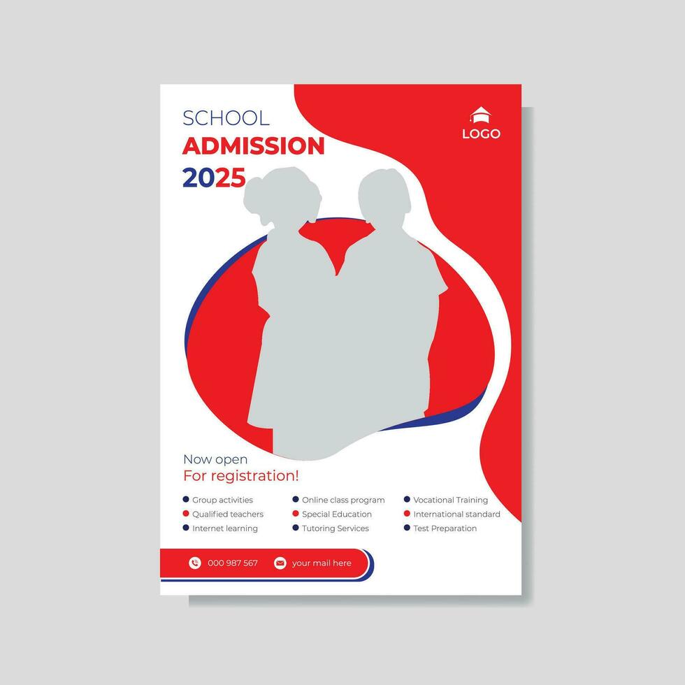 School admission flyer design template. vector