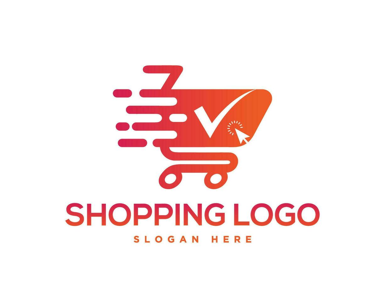 Trolley cart shopping logo design modern vector template.