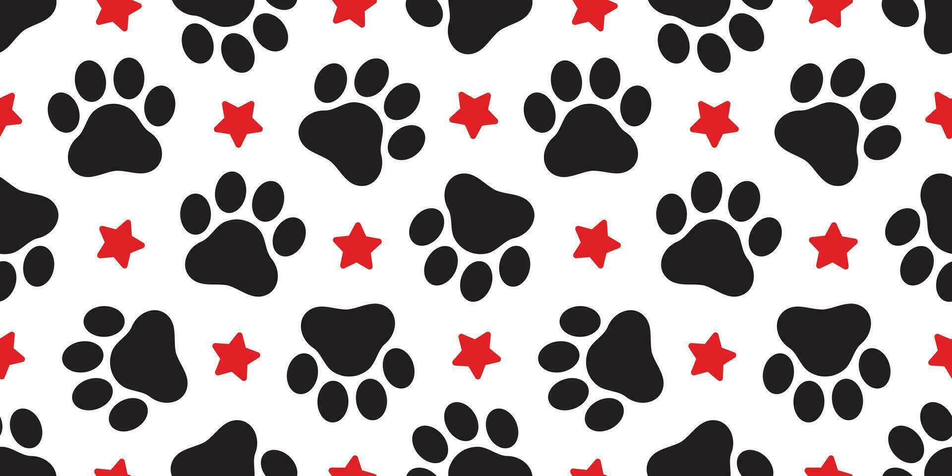 Dog Paw seamless pattern vector star footprint pet cat scarf isolated repeat wallpaper cartoon tile background design