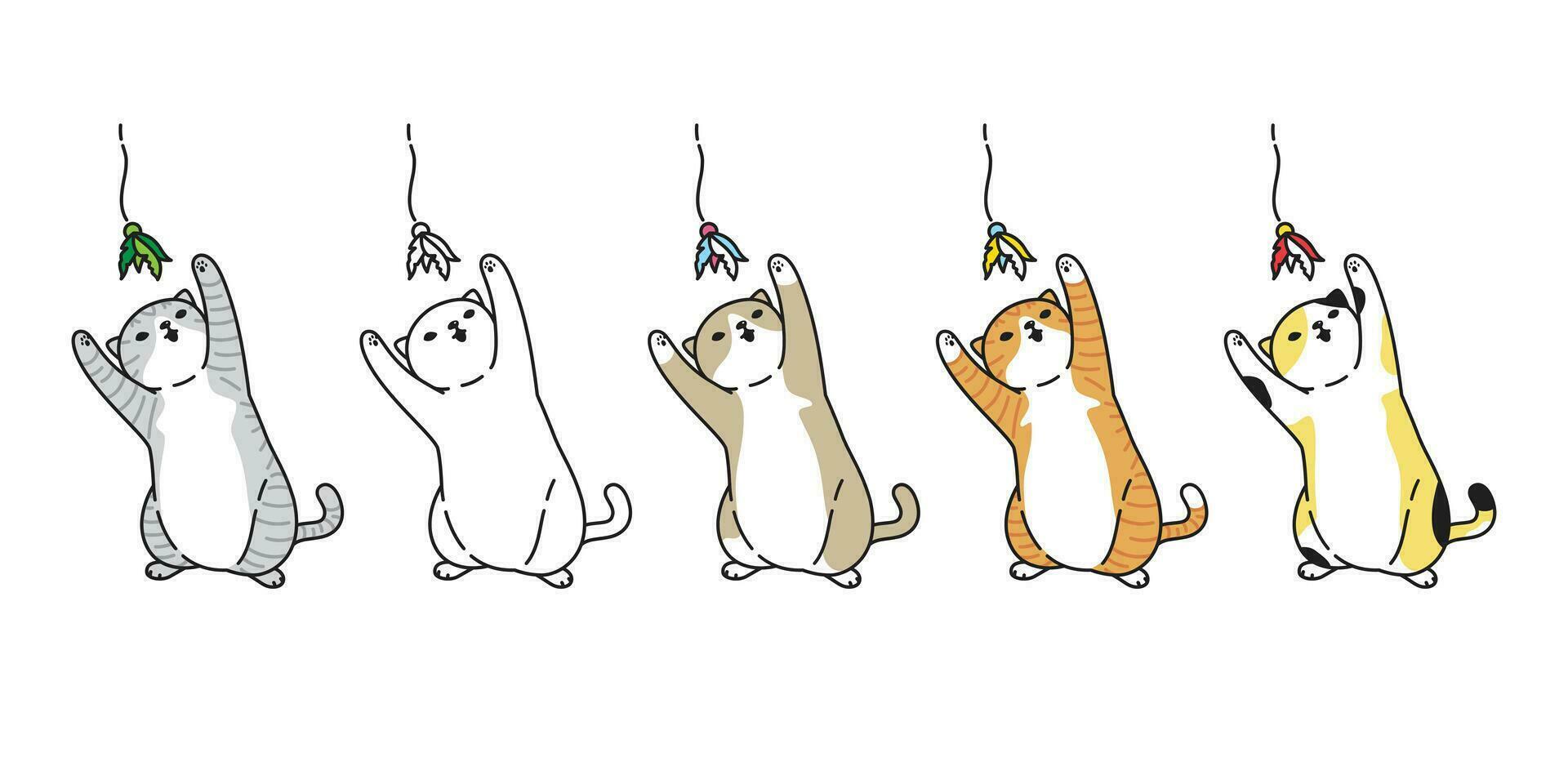 gato vector gatito calicó icono jugar juguete símbolo logo dibujos animados personaje garabatear ilustración diseño