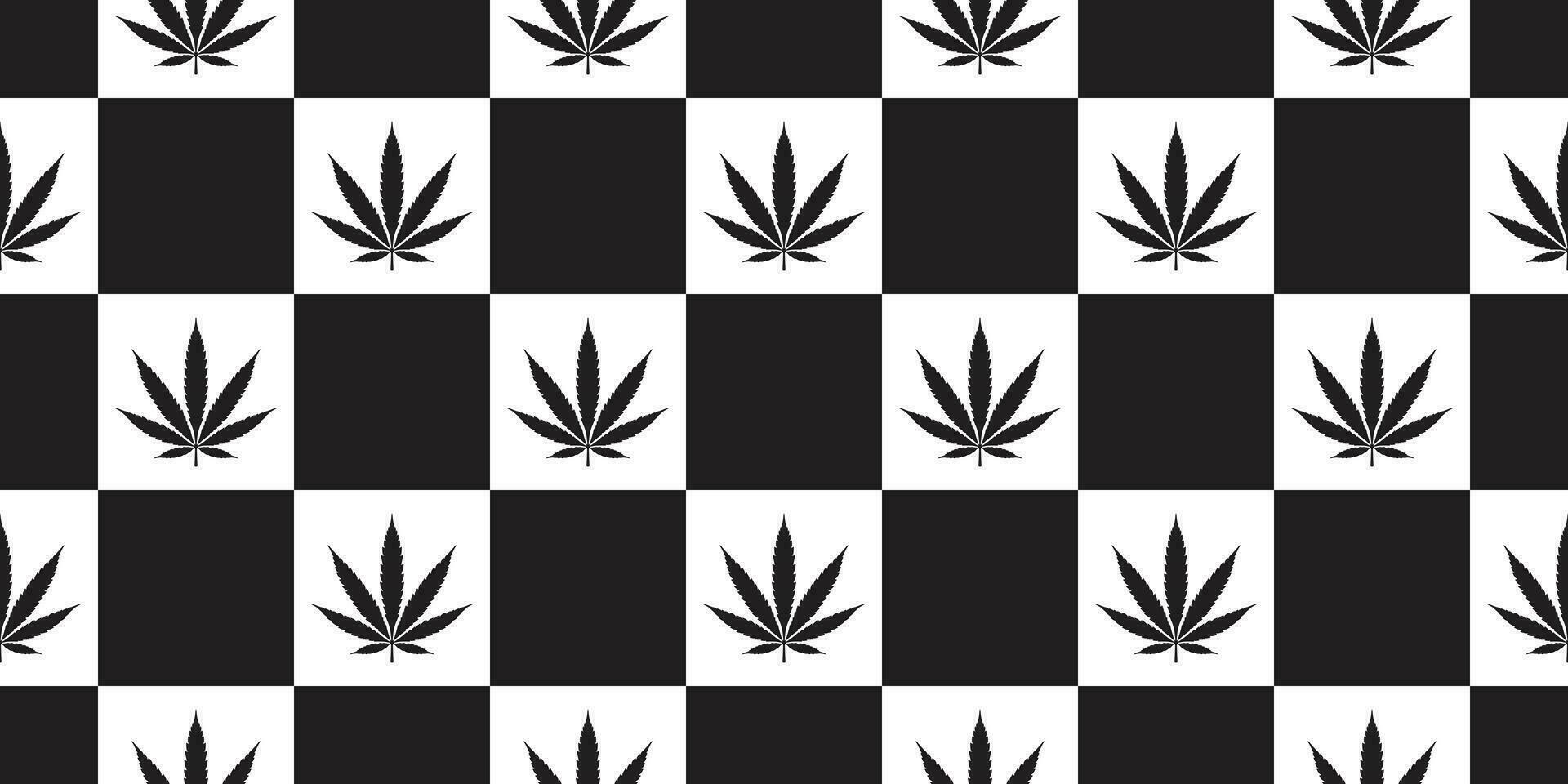 Weed seamless pattern Marijuana vector cannabis leaf scarf isolated checked repeat wallpaper tile background design