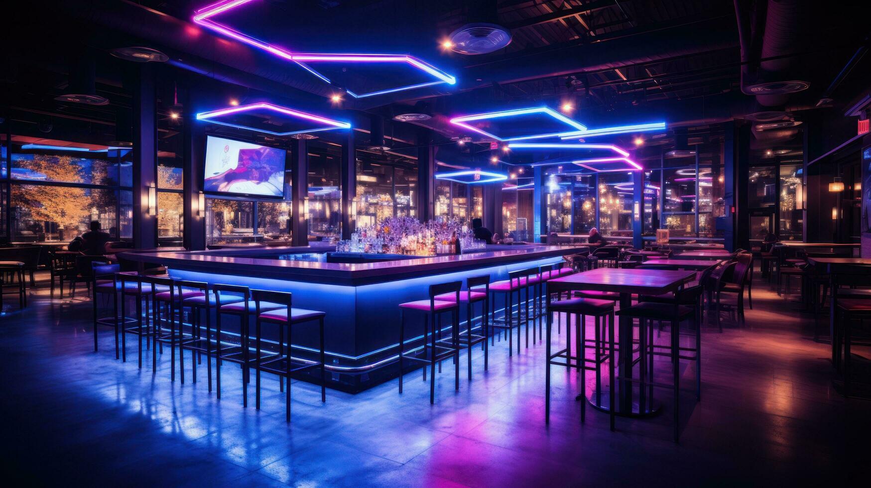 Clubs electric atmosphere glows with neon lights photo