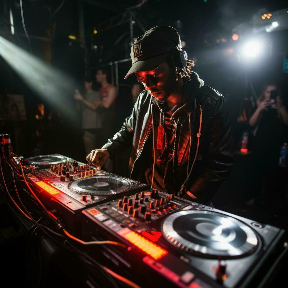 DJ hypes up crowd with electrifying beats photo