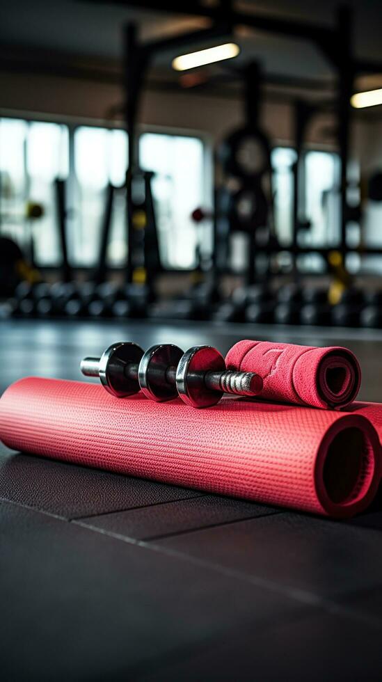 Fitness motivation. weights and yoga mats photo