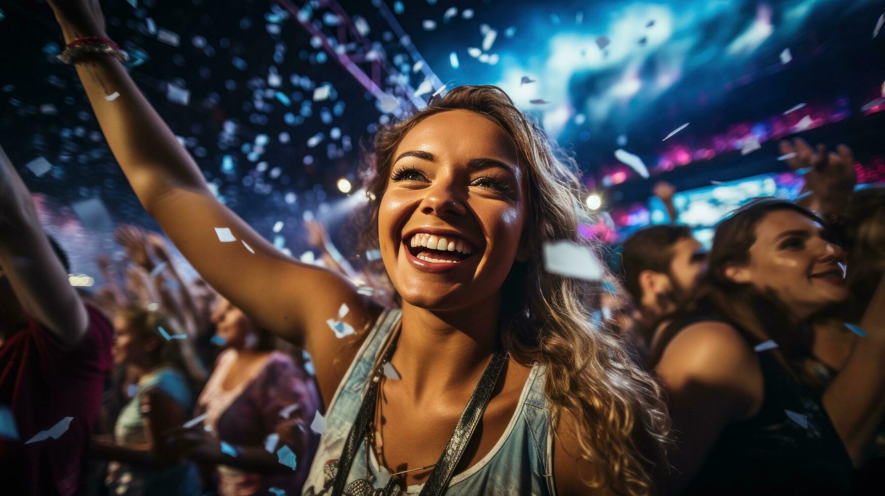 Ecstatic partygoers showered in confetti photo