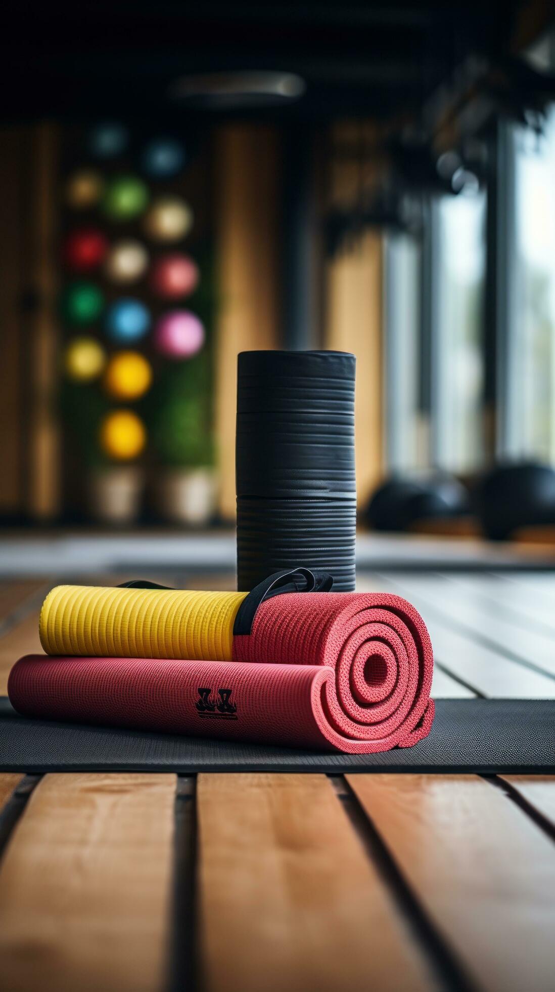 Fitness motivation. weights and yoga mats 29802344 Stock Photo at Vecteezy