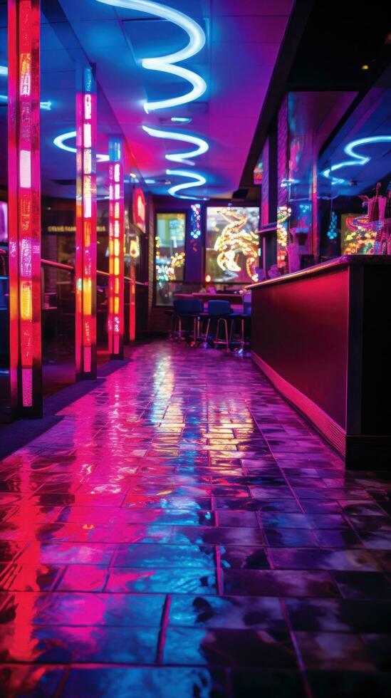 Clubs electric atmosphere glows with neon lights photo