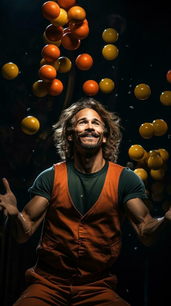 Juggler. Multitasking master keeping balls in the air photo