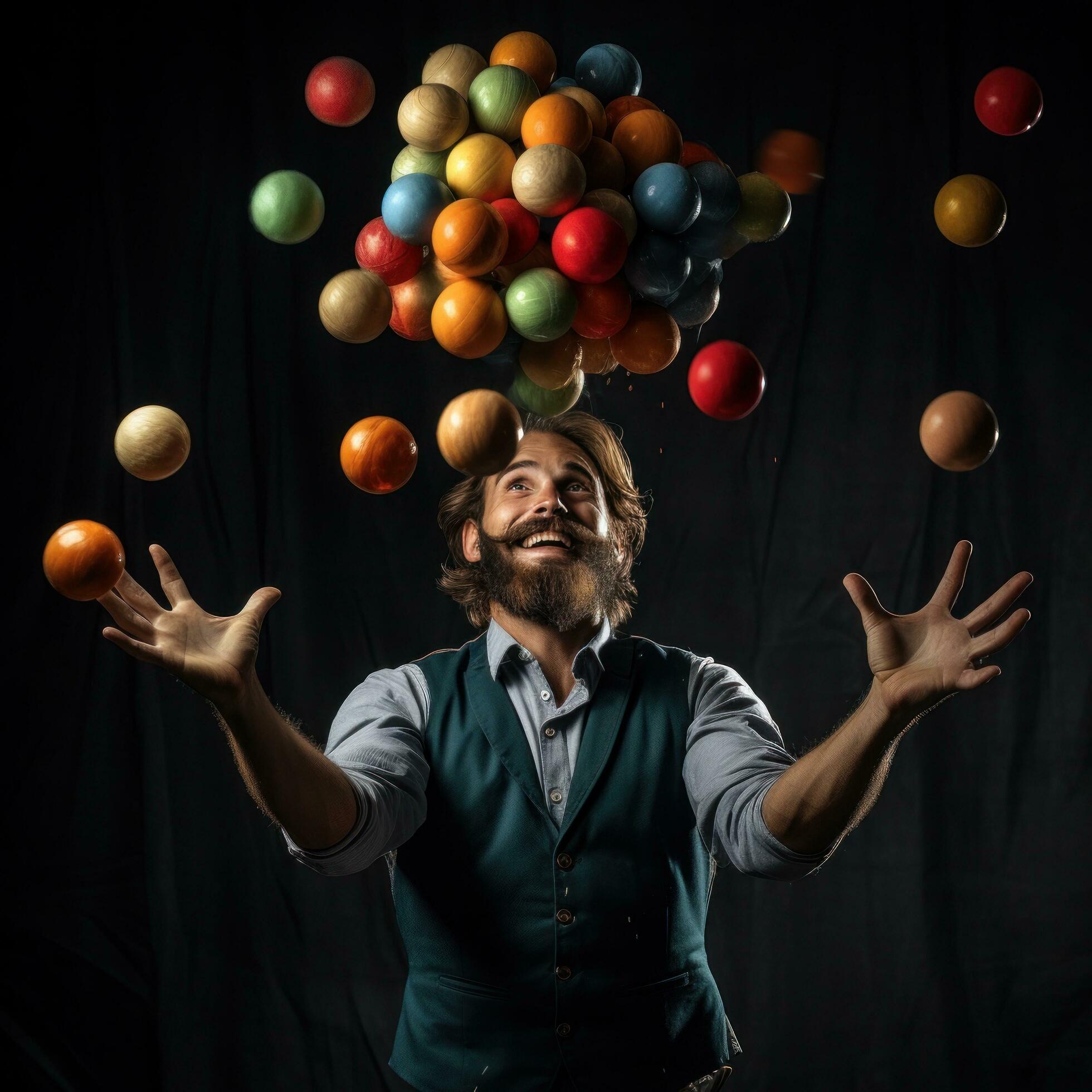 Juggler. Multitasking master keeping balls in the air 29802409 Stock