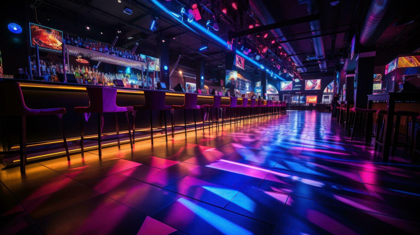 Clubs electric atmosphere glows with neon lights photo