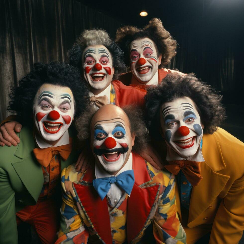 Clowns. Smiling silly and colorful entertainers photo