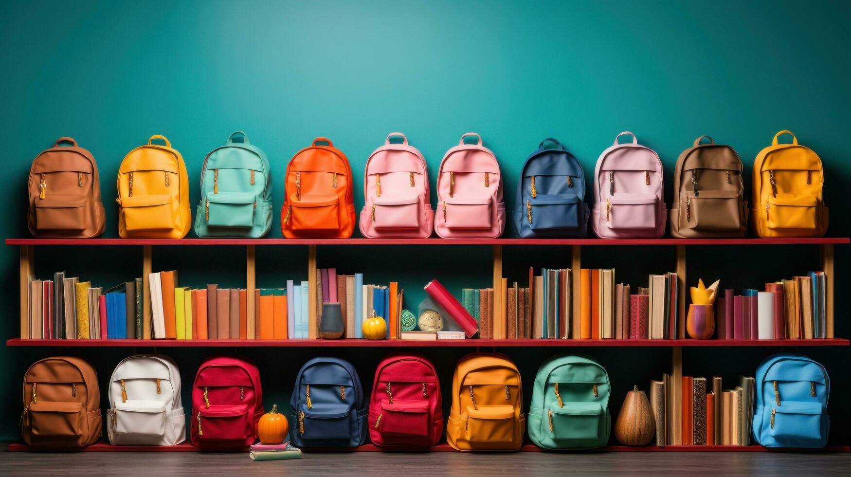 Back to school. backpacks and textbooks photo