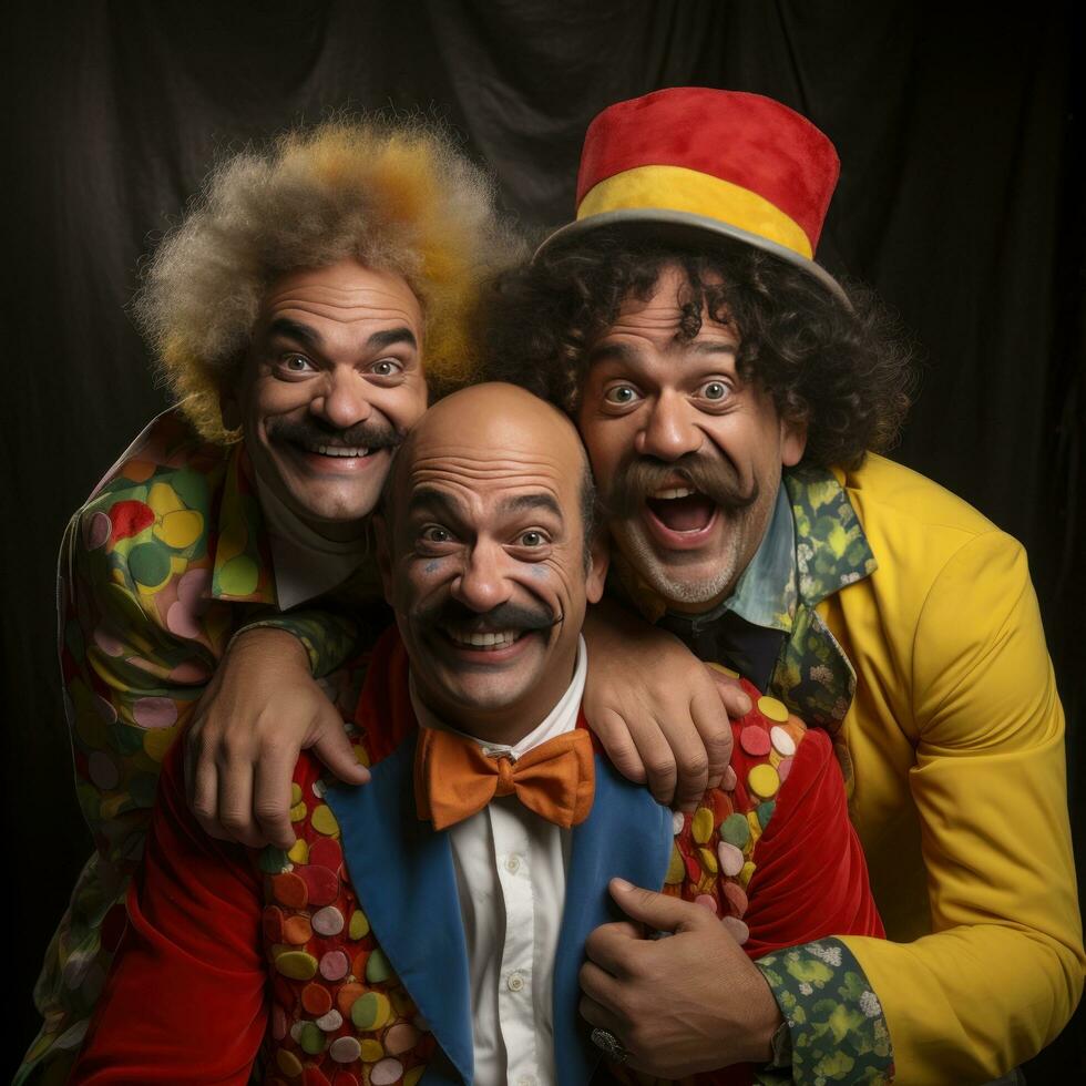 Clowns. Smiling silly and colorful entertainers photo