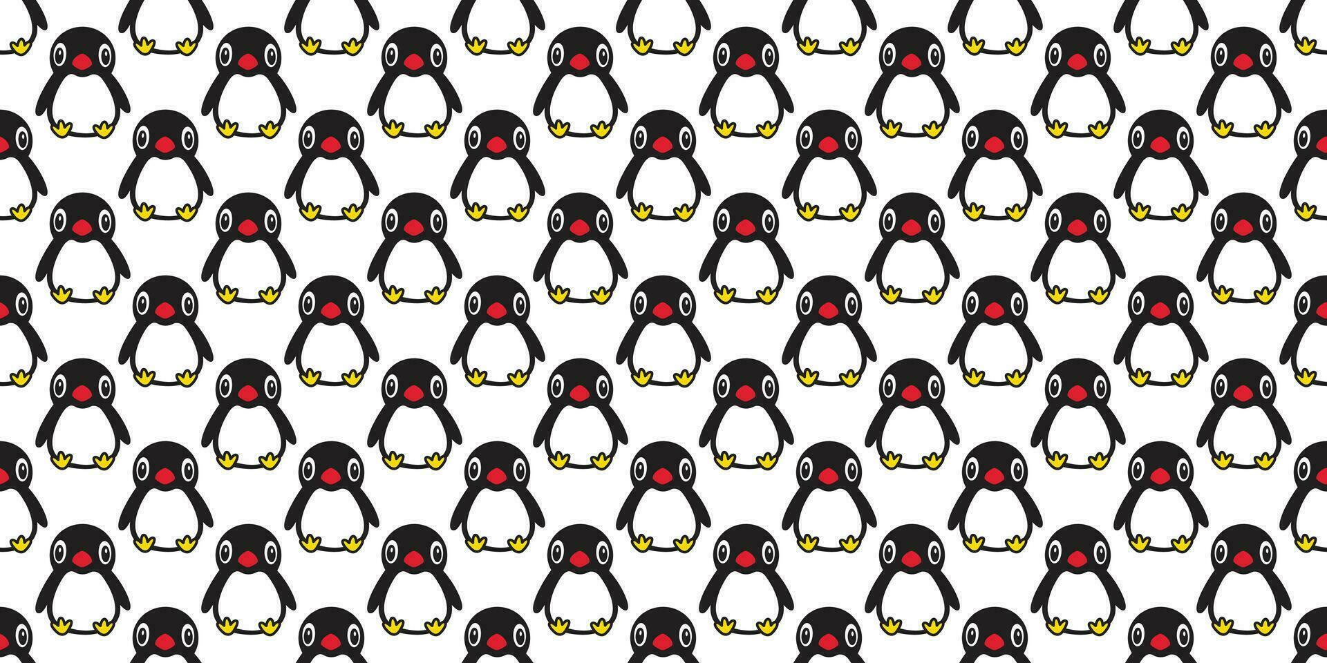 penguin Seamless pattern vector bird cartoon polar bear tile background scarf isolated repeat wallpaper doodle illustration design