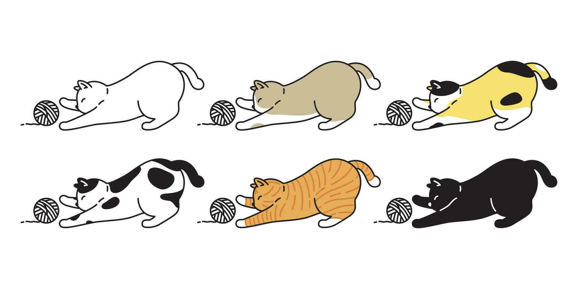 cat vector kitten calico icon yarn ball logo symbol cartoon character illustration doodle design