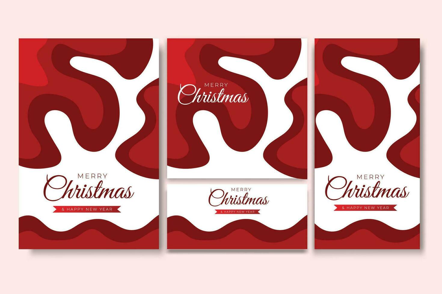 Merry Christmas Flyer and Social media Bundle Set Abstract Background 2 vector