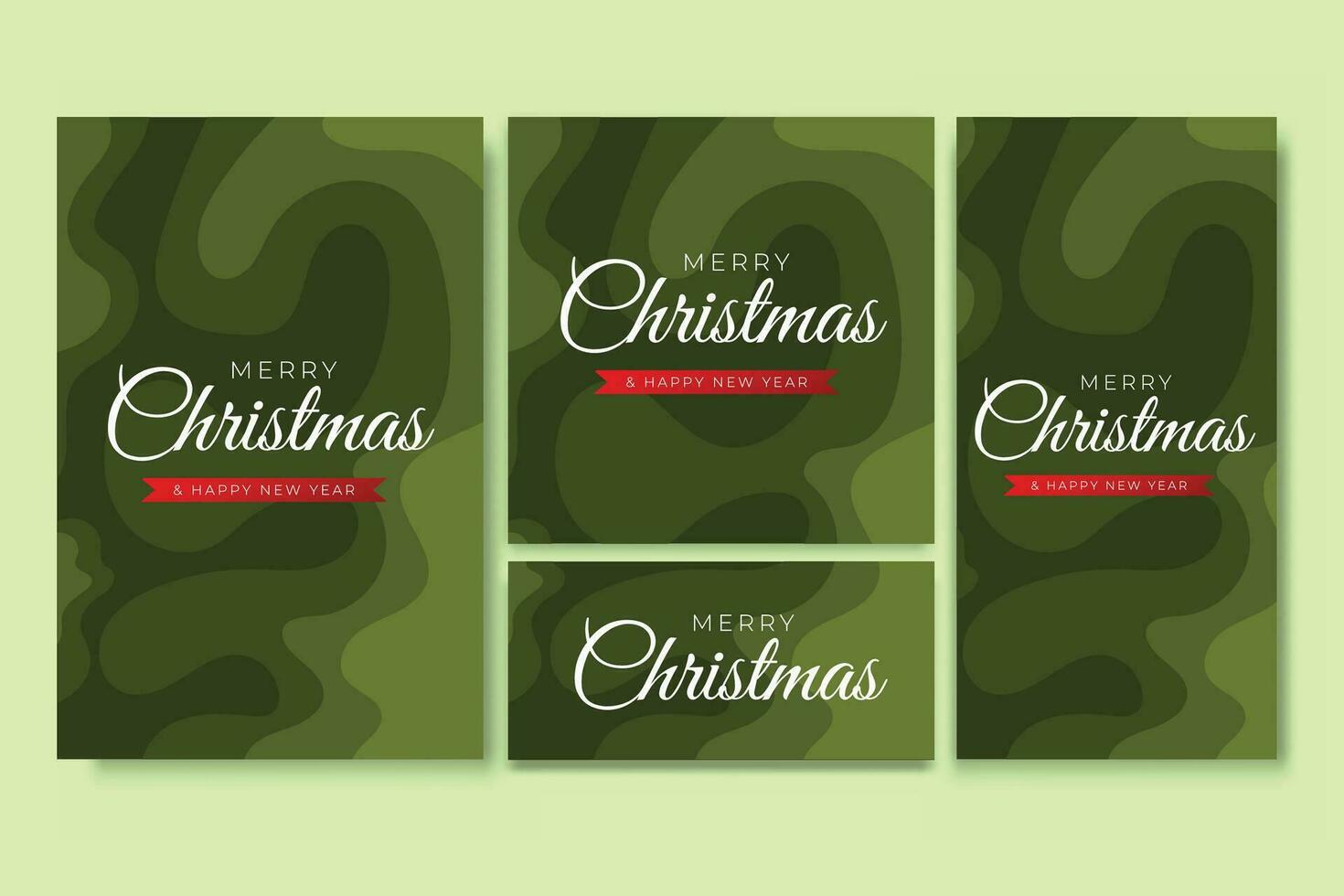 Merry Christmas Flyer and Social Media Bundle Set with Abstract Background Geometric vector