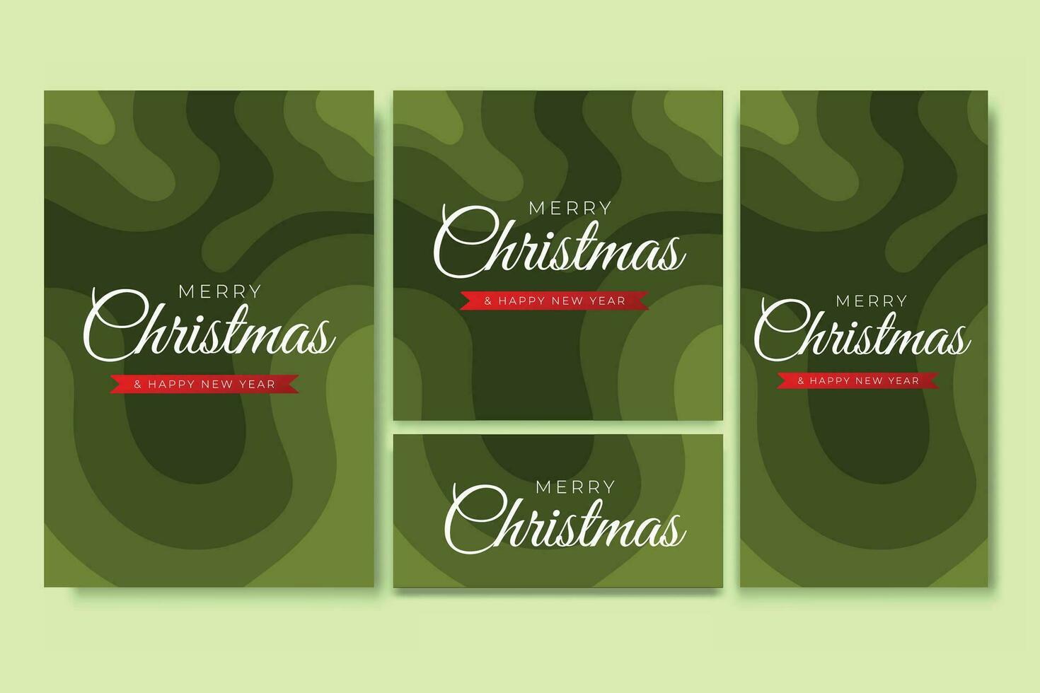 Merry Christmas Flyer and Social Media Bundle Set with Abstract Background Geometric vector