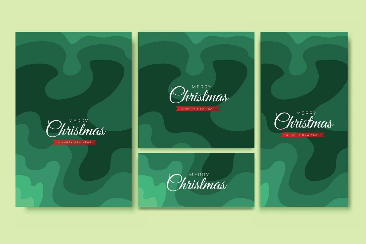 Merry Christmas Flyer and Social Media Bundle Set with Abstract Background Geometric vector