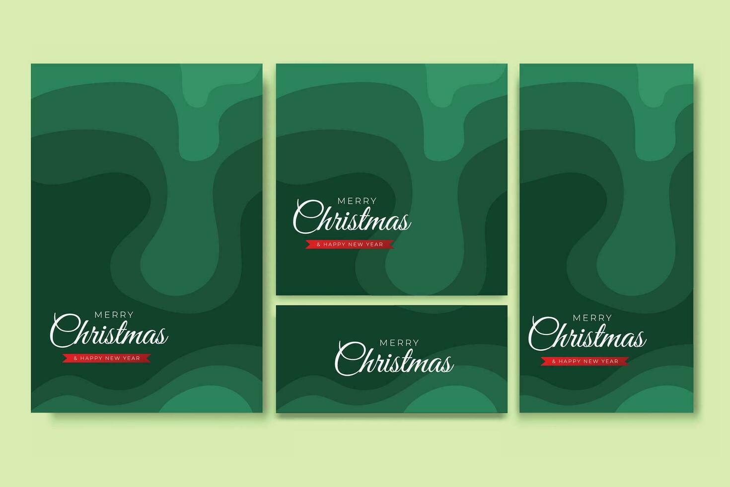 Merry Christmas Flyer and Social Media Bundle Set with Abstract Background Geometric vector