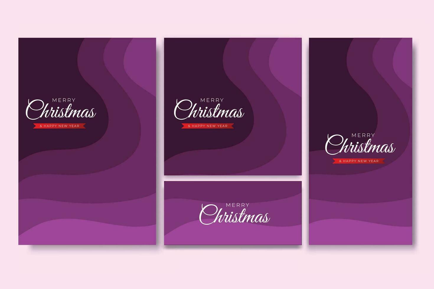 Merry Christmas Flyer and Social Media Bundle Set with Abstract Background Geometric vector