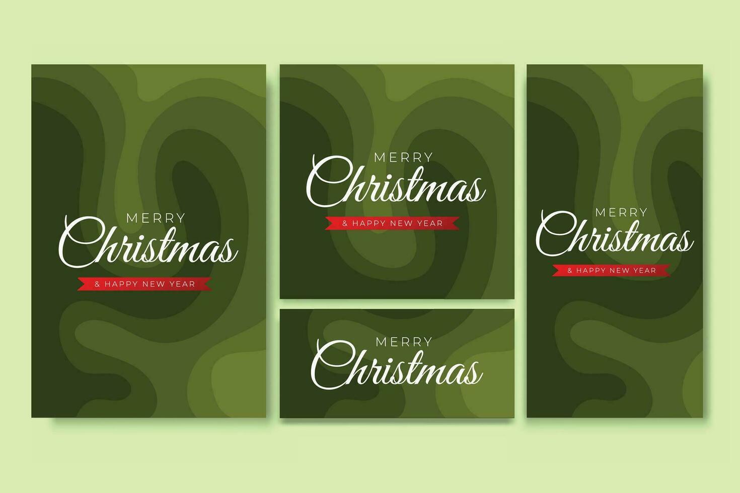 Merry Christmas Flyer and Social Media Bundle Set with Abstract Background Geometric vector