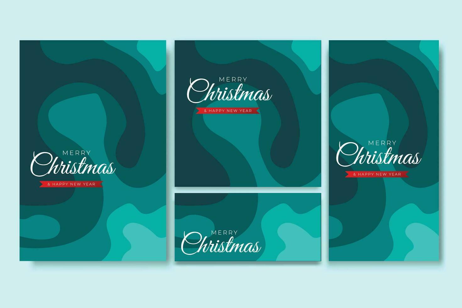 Merry Christmas Flyer and Social media Bundle Set Abstract Background 8 vector