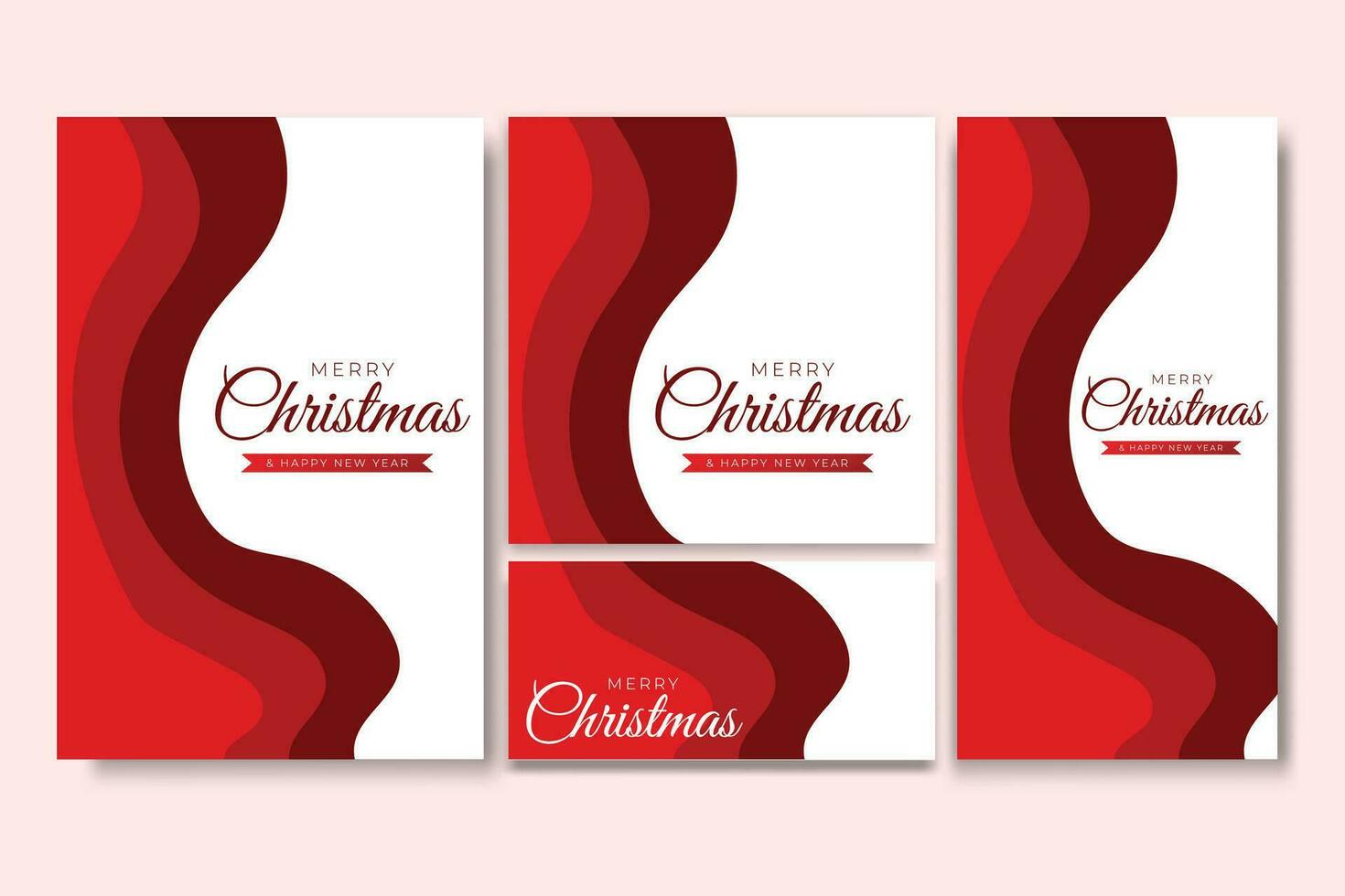 Merry Christmas Flyer and Social media Bundle Set Abstract Background 4 vector