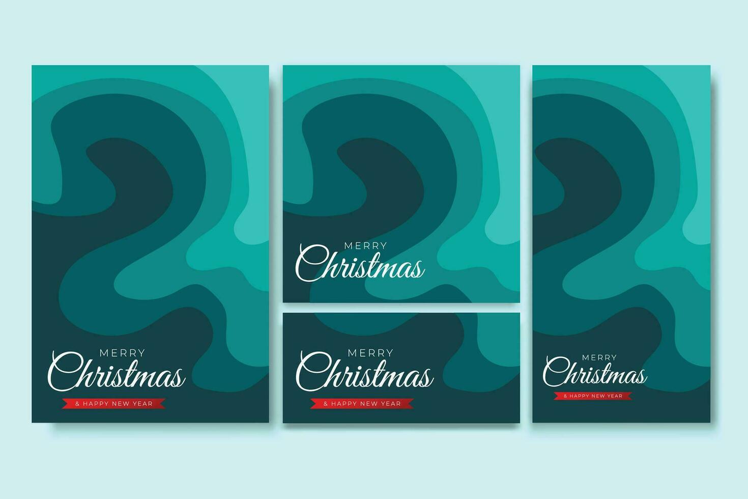 Merry Christmas Flyer and Social media Bundle Set Abstract Background 8 vector