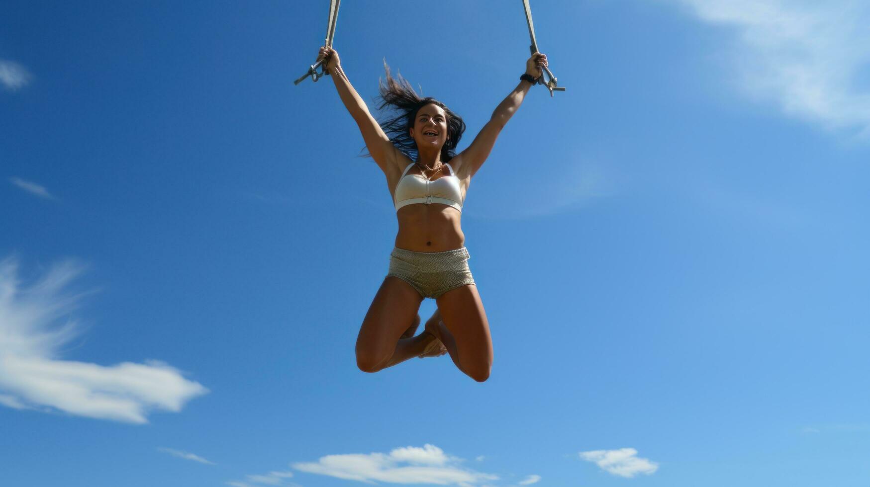 Trapeze. Swinging and flipping high above the ground photo
