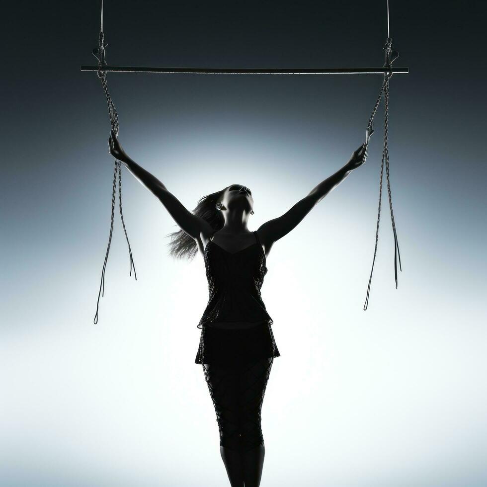 Trapeze. Swinging and flipping high above the ground photo