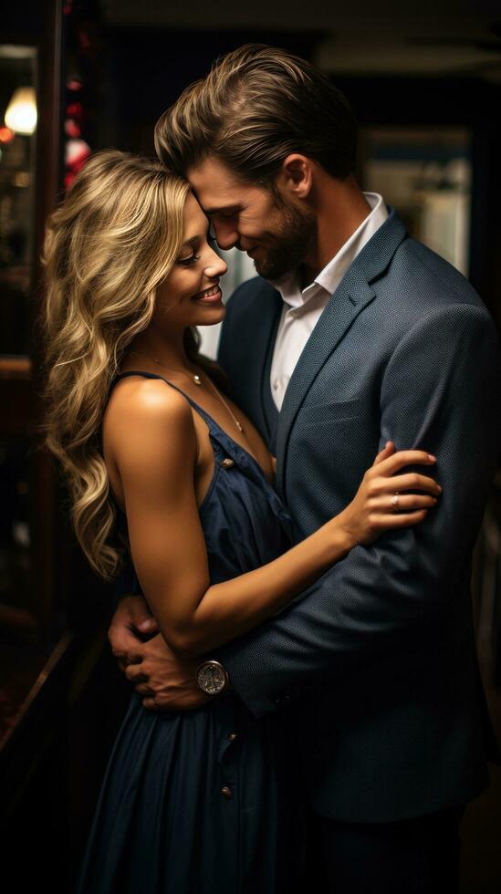 Romantic slow dance with intimate embrace photo