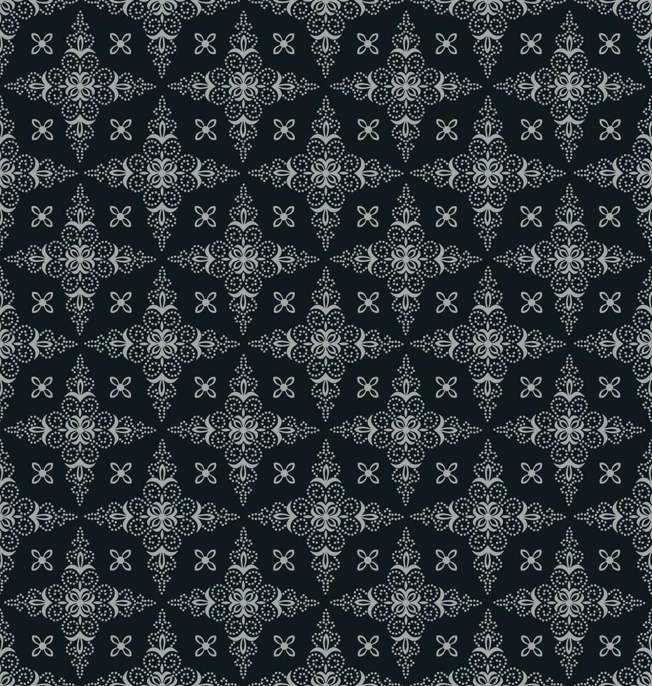 Seamless Damask Pattern On Black Background vector