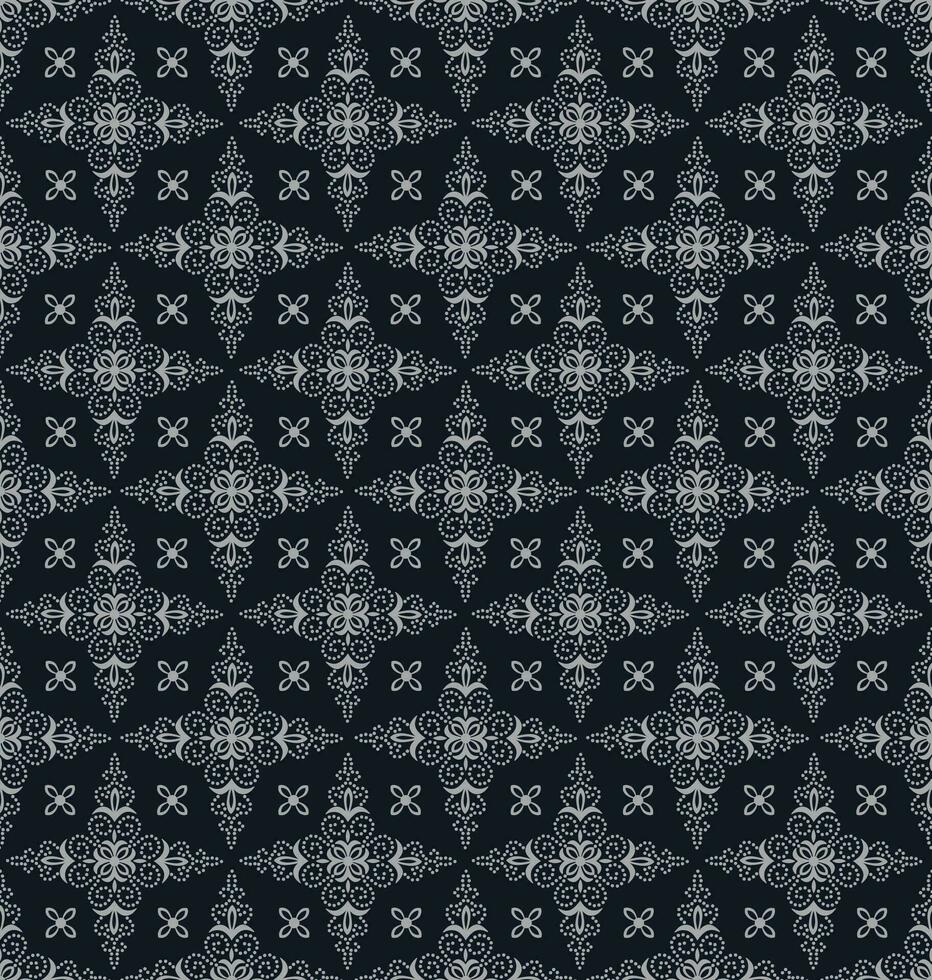 Seamless Damask Pattern On Black Background vector