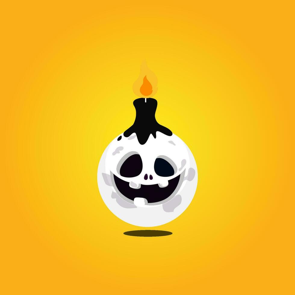 skull moon with tree candle halloween logo design icon element vector