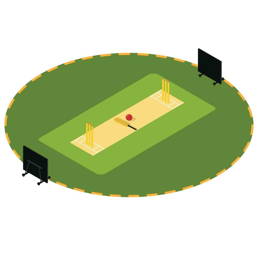 Cricket Field with stadium and pitch vector
