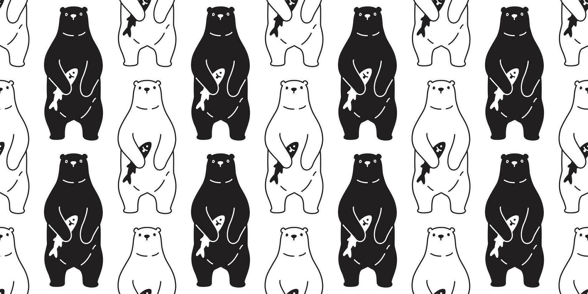 Bear seamless pattern vector polar bear scarf isolated cartoon repeat background tile wallpaper doodle illustration design