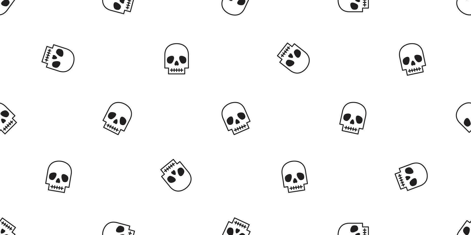 skull Halloween seamless pattern vector pirate symbol bone ghost repeat wallpaper scarf isolated tile background cartoon doodle illustration design