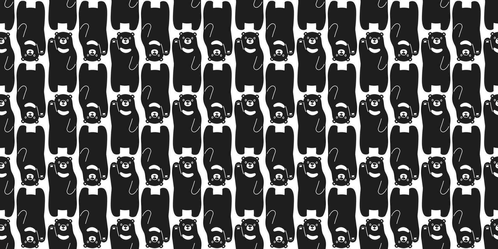 Bear seamless pattern vector polar bear cartoon scarf isolated repeat background tile wallpaper illustration design black