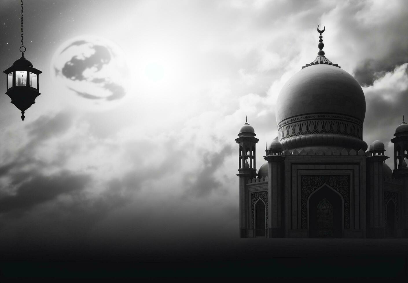 Islamic mosque background and interior with arabic traditional ornament photo
