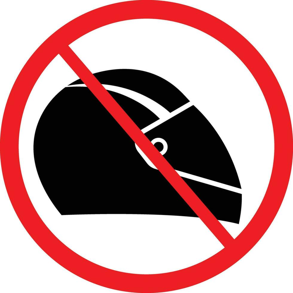 No Motorcycle Helmet Icon Symbol. vector