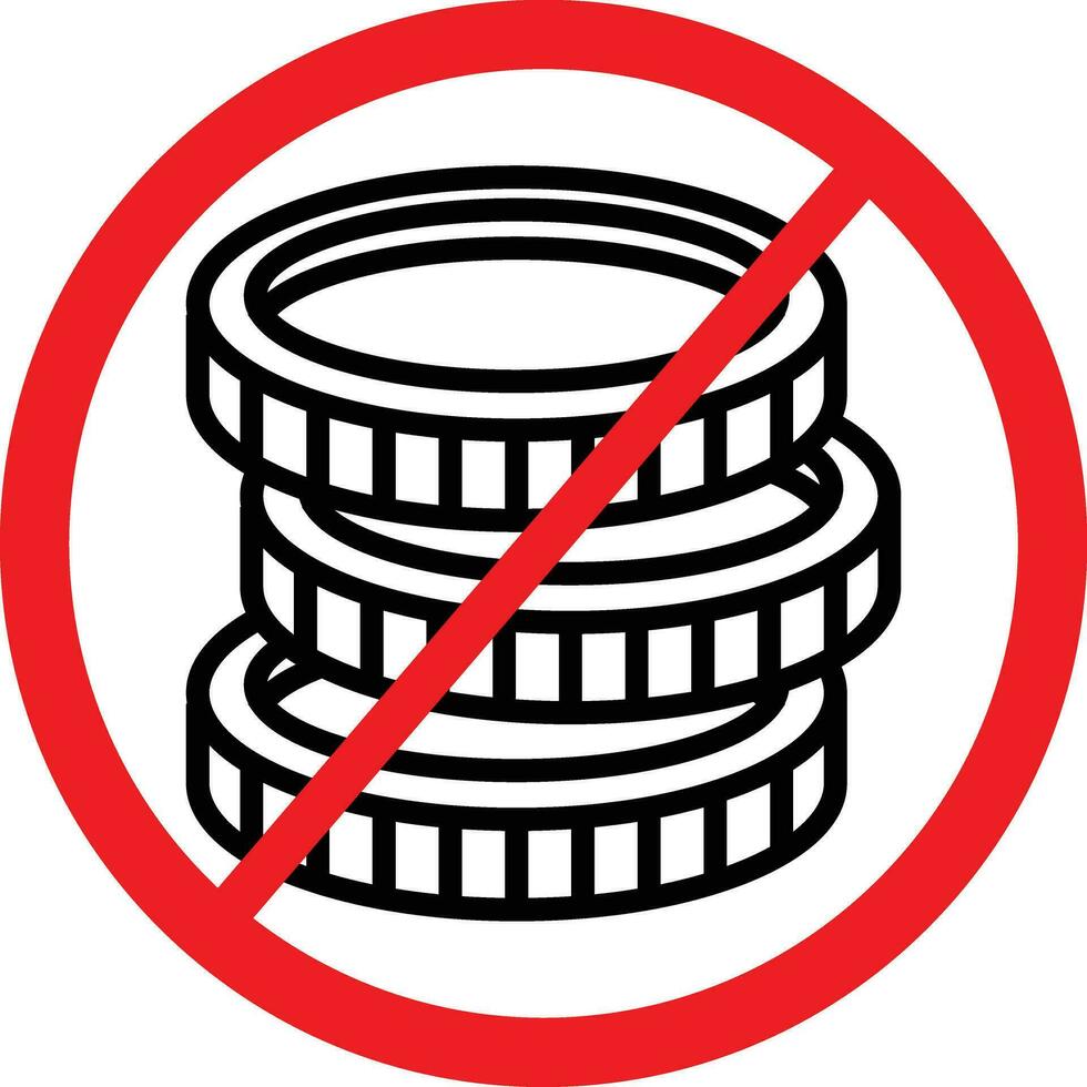 No Coins Outline Icon Symbol vector