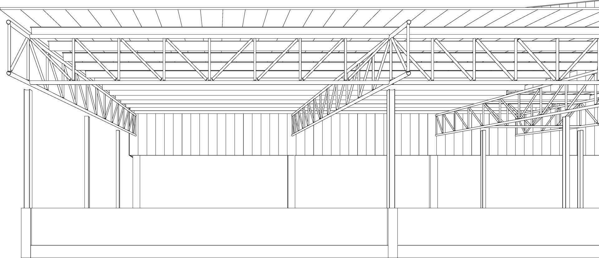 3D illustration of industrial building vector